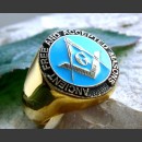 Позолоченный перстень "Свободные и признанные масоны"